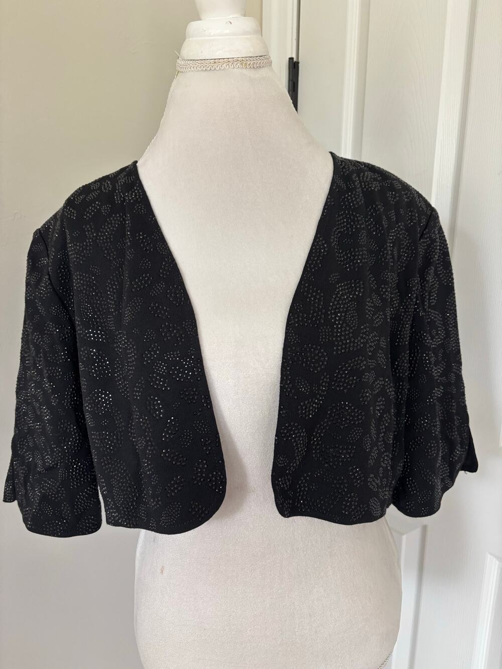 St. John Beaded Shaw Jacket Black XL Evening